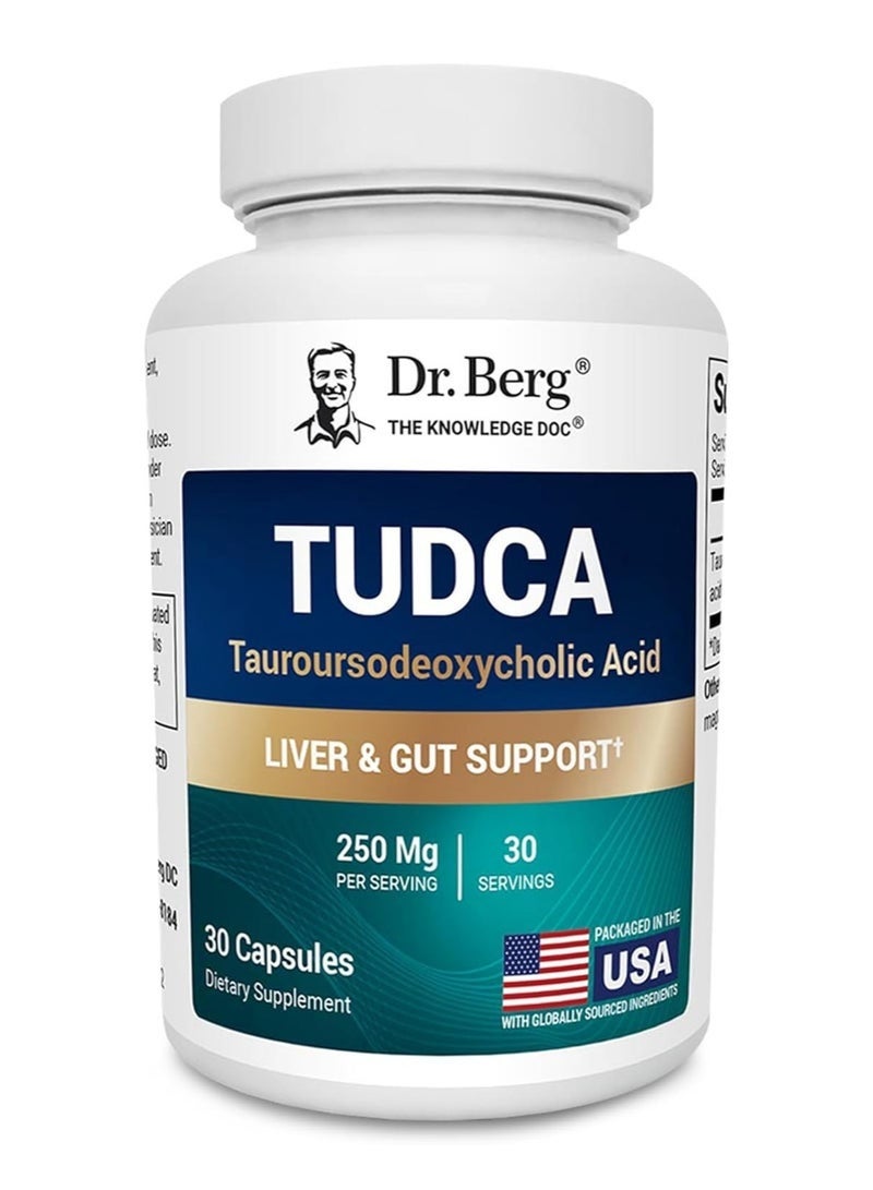 Dr. Bergs Nutritionals TUDCA Supplement (Tauroursodeoxycholic Acid) - Powerful Formula for Liver Health, Bile Flow, Gallbladder Support, and Digestive Health* - 30 Capsules - Image 1